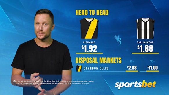 Sportsbet’s live odds updates are presented by former stars, such as the AFL’s Nathan Brown.