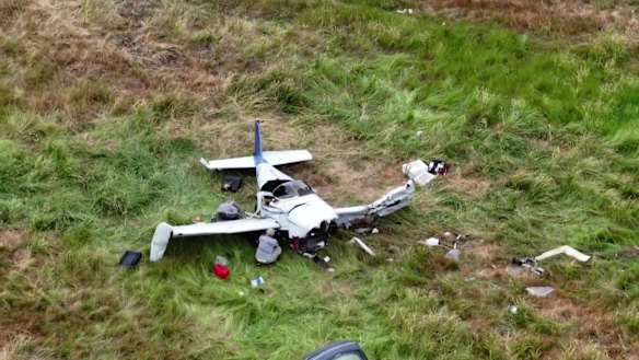 The wreckage left ofTom Murfett’s plane.