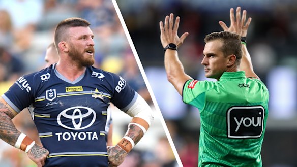 Josh McGuire was sent to the sin bin last year for a foul-mouthed tirade aimed at referee Grant Atkins. They are now in the same Brisbane hotel for at least the next month.