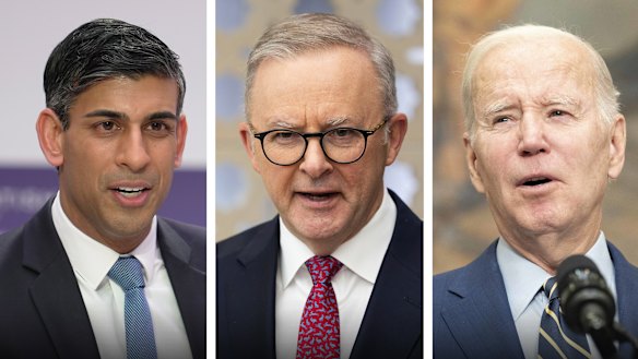 UK Prime Minister Rishi Sunak, Australian Prime Minister Anthony Albanese and US President Joe Biden will make the submarine announcement on Tuesday, Australian time. 