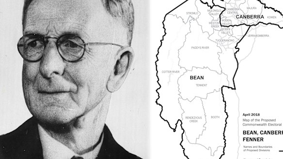 Charles Bean and the initial borders of the three new ACT electorates.