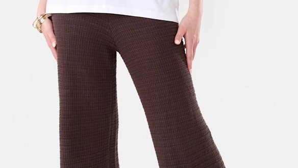 $28 Crochet Trim Pant (melted chocolate). 