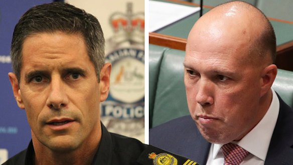 Former Australian Border Force commissioner Roman Quaedvlieg (left) and Home Affairs Minister Peter Dutton. (Digitally altered image)