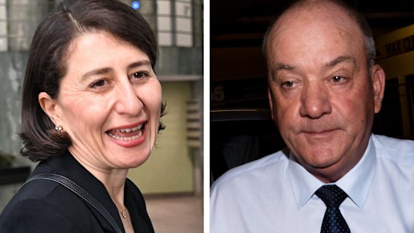 Gladys Berejiklian outside ICAC on Monday, and Daryl Maguire arriving for ICAC on October 20, 2020.