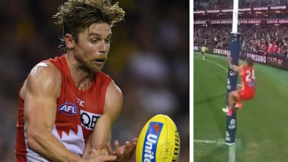 Sydney's five-point win over Essendon has become embroiled in controversy due to Dane Rampe's actions as David Myers lined up for an after-the-siren shot on goal.