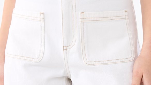 $22 Patch Pocket Short (ecru). 