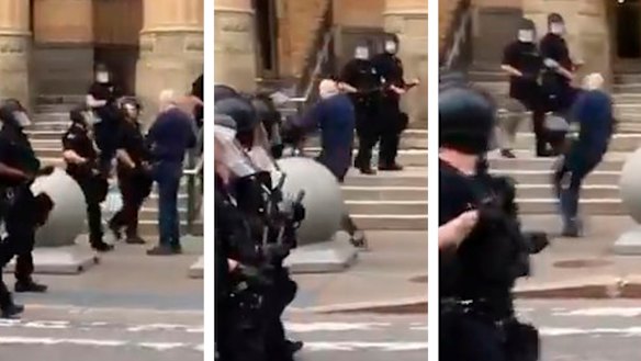 The Police Commissioner of Buffalo has ordered the immediate suspension of two officers involved in a disturbing pushing incident that has put a white 75-year-old man in serious condition in hospital.