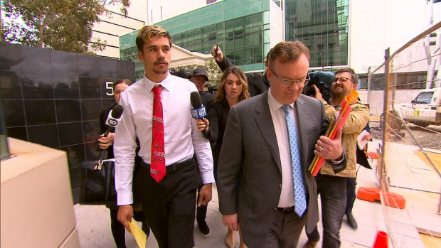 Sydney Swans player Elijah Taylor outside Perth Magistrates Court on Wednesday.