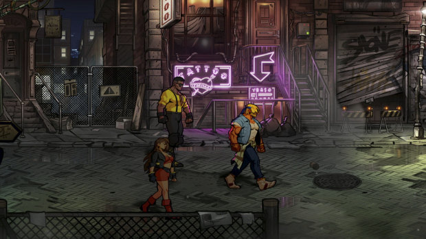 The three characters from the original Streets of Rage return, a little older but just as lethal.