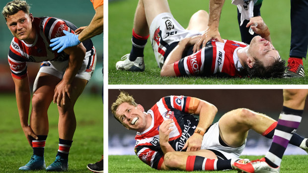 Injury crisis: Lachlan Lam, Luke Keary and Mitchell Aubusson all went down on Thursday night.