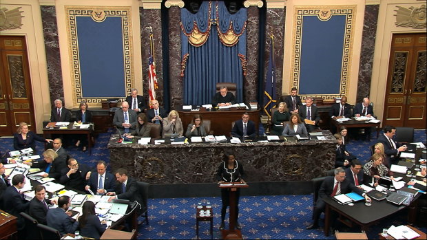 Photography is banned inside the US Senate chamber, except for stills from the official video feed. 