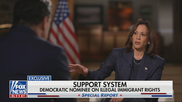 US Vice President Kamala Harris sitting down with Fox News host Bret Baier.