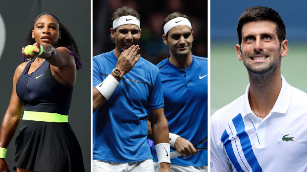 Serena Williams, Rafael Nadal, Roger Federer and Novak Djokovic.