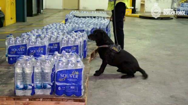 Police have seized almost 160 litres of liquid meth suspended inside water bottles shipped from Iran.