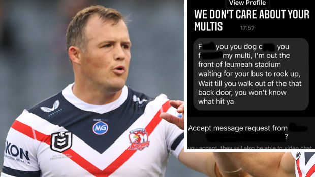 Josh Morris was targeted by a disgruntled punter on social media after the Roosters’ win on Sunday.