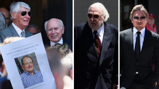 Famous faces at John Fordham's funeral.