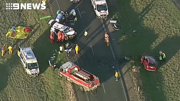 Two people have died horror crash in Cressy, west of Melbourne.