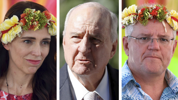 Alan Jones told Scott Morrison to "shove a sock down the throat" of Jacinda Ardern.  