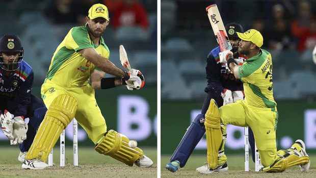 A reverse sweep that travelled 100m for six was a highlight of Glenn Maxwell's innings. 