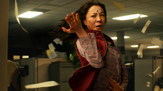 Michelle Yeoh stars as Evelyn Wang in Everything Everywhere All at Once. The A24 film earned an impressive 11 nominations.