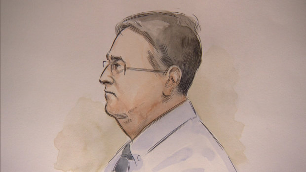 A courtroom sketch of Bradley Robert Edwards from his pre-trial directions hearings in February. 