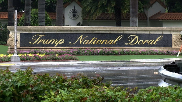 The entrance to the Trump National Doral resort in Florida.