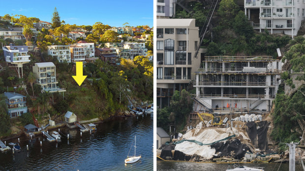 The Seaforth waterfront property prior to construction (left) and the site pictured last week. 