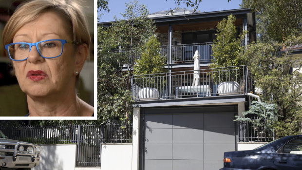 Lawyer Vanessa Hutley and her neighbour’s house in Balmain. Ms Hutley won her appeal against a decision ordering her to pay $360,000 in damages.