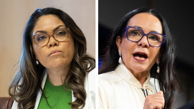 Coalition frontbencher Jacinta Nampijinpa Price (left) and Indigenous Australians Minister Linda Burney.