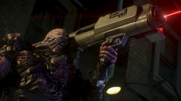 Unlike the sinister Tyrant of RE2, Nemesis will come at you with conventional weapons like a rocket launcher.