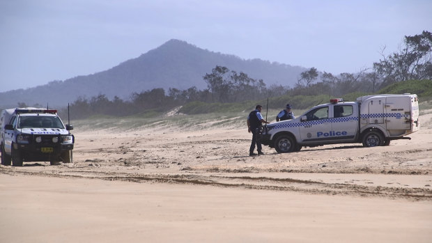 Police in Coffs Harbour established a crime scene on the beach after the leg was found.