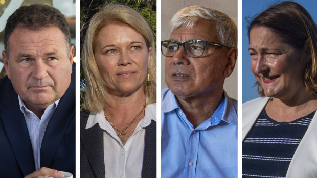 Four-way contest: Grant Schultz, Katrina Hodgkinson, Warren Mundine and Fiona Phillips.