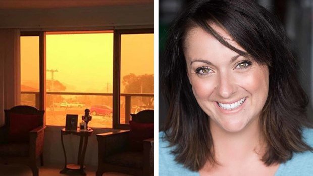 Barber posted images of her mother-in-law’s house at Eden on the NSW South Coast on Friday, with the sky turned orange by the bushfires, and the words: "It’s terrifying. They are scared. They need your help."