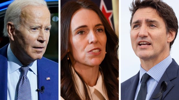 US President Joe Biden, New Zealand Prime Minister Jacinda Ardern and Canadian Prime Minister Justin Trudeau. 