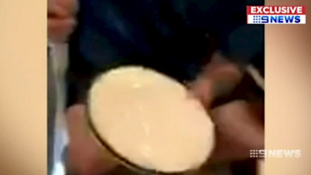 A plate that looked to contain lines of white powder appears in the leaked video.