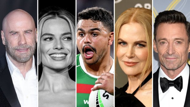 John Travolta, Margot Robbie, Latrell Mitchell, Nicole Kidman and Hugh Jackman as the NRL plans for the G’day USA event to be moved to Las Vegas.