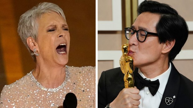 Oscar winners Jamie Lee Curtis and Ke Huy Quan.