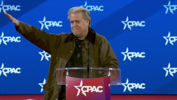 Donald Trump ally Steve Bannon at the Conservative Political Action Conference in Washington DC.