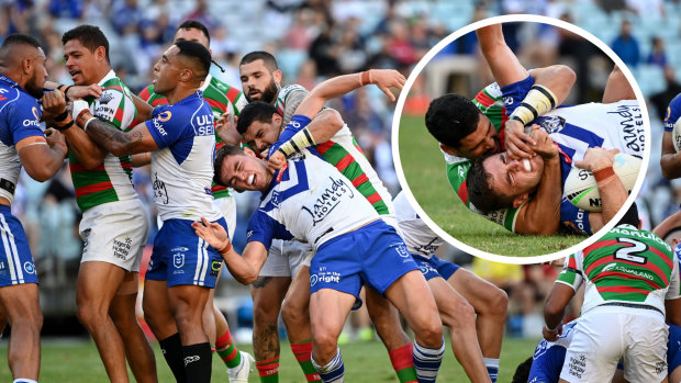 Cody Walker and Kyle Flanagan went at it earlier in the year during a spiteful Good Friday clash at Stadium Australia.