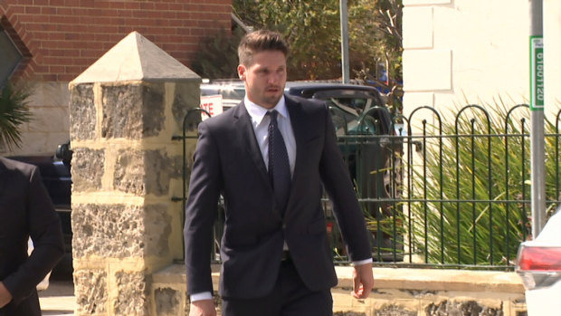 Jesse Hogan arriving at Fremantle Magistrates Court. 