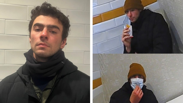 Pennsylvania State Police police shows Luigi Mangione (right) at a McDonald’s in Altoona on December 9. He was arrested and later charged with murder (left).