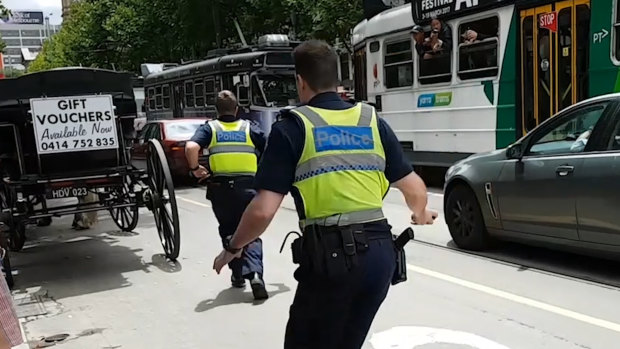 Police race to stop James Gargasoulas on the day of the massacre.