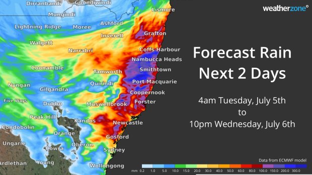 Forecast rain for Sydney.