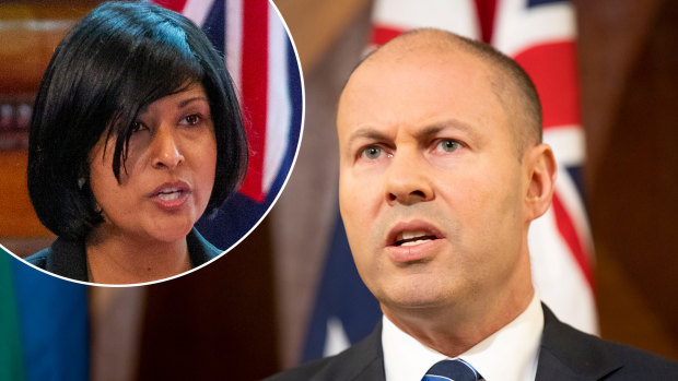 Former treasurer Josh Frydenberg will provide a character reference for Roshena Campbell (inset).