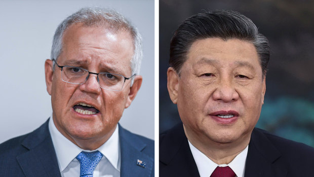 Australia’s Prime Minister Scott Morrison and China’s President Xi Jinping.