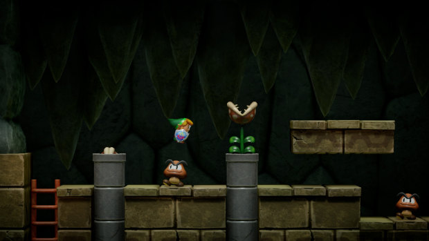 Weird side-scrolling areas and Mario enemies sets the game apart from other Zeldas.