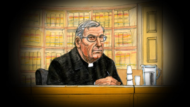 George Pell in court on Wednesday.