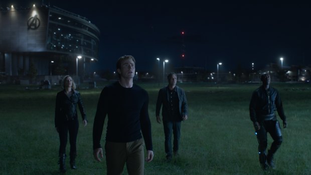Scarlett Johansson as Black Widow, Chris Evans as Captain America, Mark Ruffalo as Bruce Banner and Don Cheadle as War Machine in Endgame.