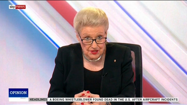 Bronwyn Bishop apologises to Sophie Scamps on Sky News.