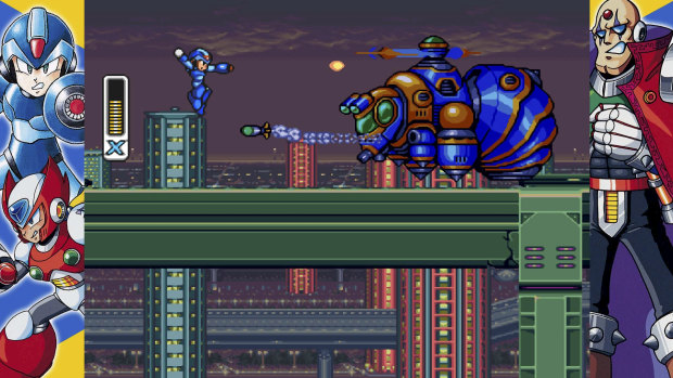 The original Mega Man X may look dated, but it's still a lot of fun. The collection allows you to apply a cartoony filter (seen here), or just display the original square pixels.